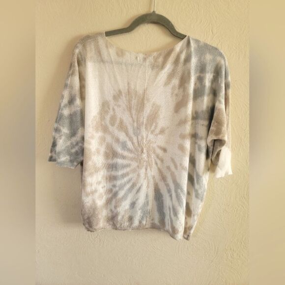 Angela Made in Italy,Tie Dye Lightweight Sweater, Grey, Taupe, White, Size Small - Picture 4 of 7